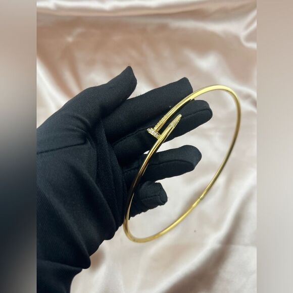 Gold Plated Stainless Steel Nail Shaped Necklace - Picture 6 of 7